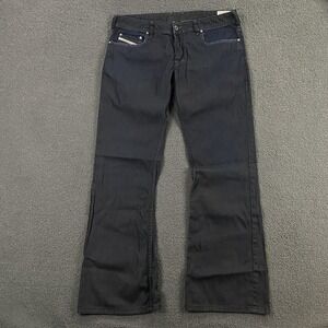 Diesel Zathan Jeans Mens 34x32 Blue Dark Wash Bootcut Denim Button Fly Italy